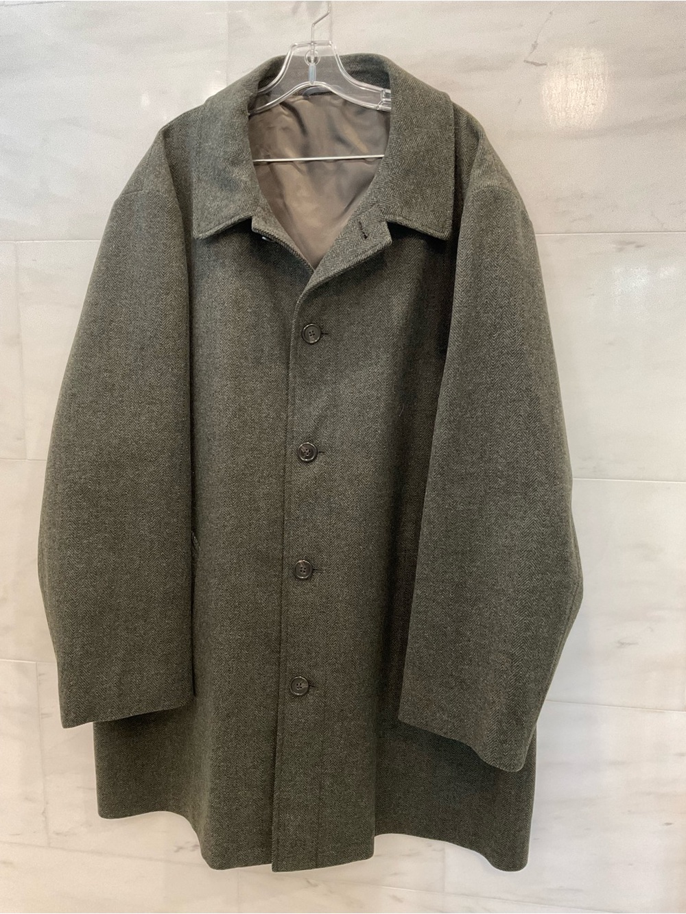 Michael Kors OLIVE Tweed Herringbone Wool Blend Overcoat Jacket size 56L T71